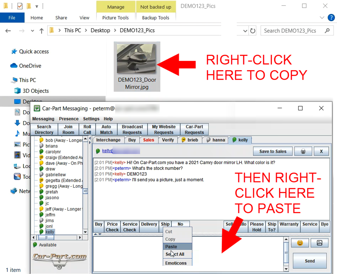 An image file being copied and pasted into iCPM