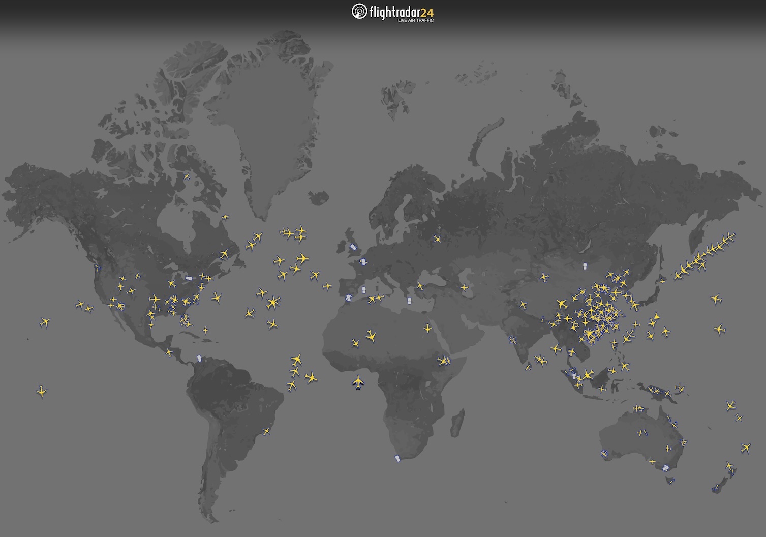 Flights tracked via Aireon on Flightradar24 map