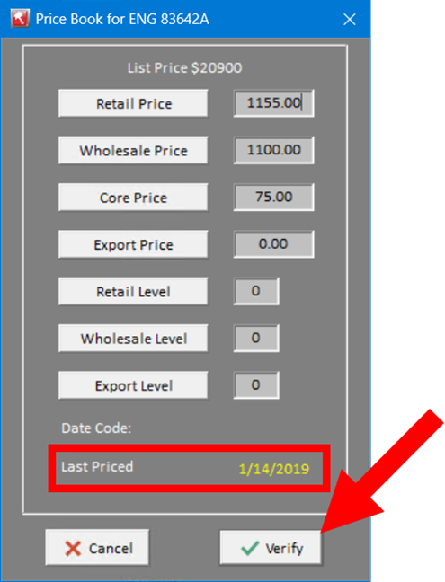 Screenshot with "Last Priced" date and Verify button in Bidmate