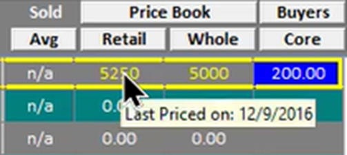 Screenshot showing "Last Priced" date 