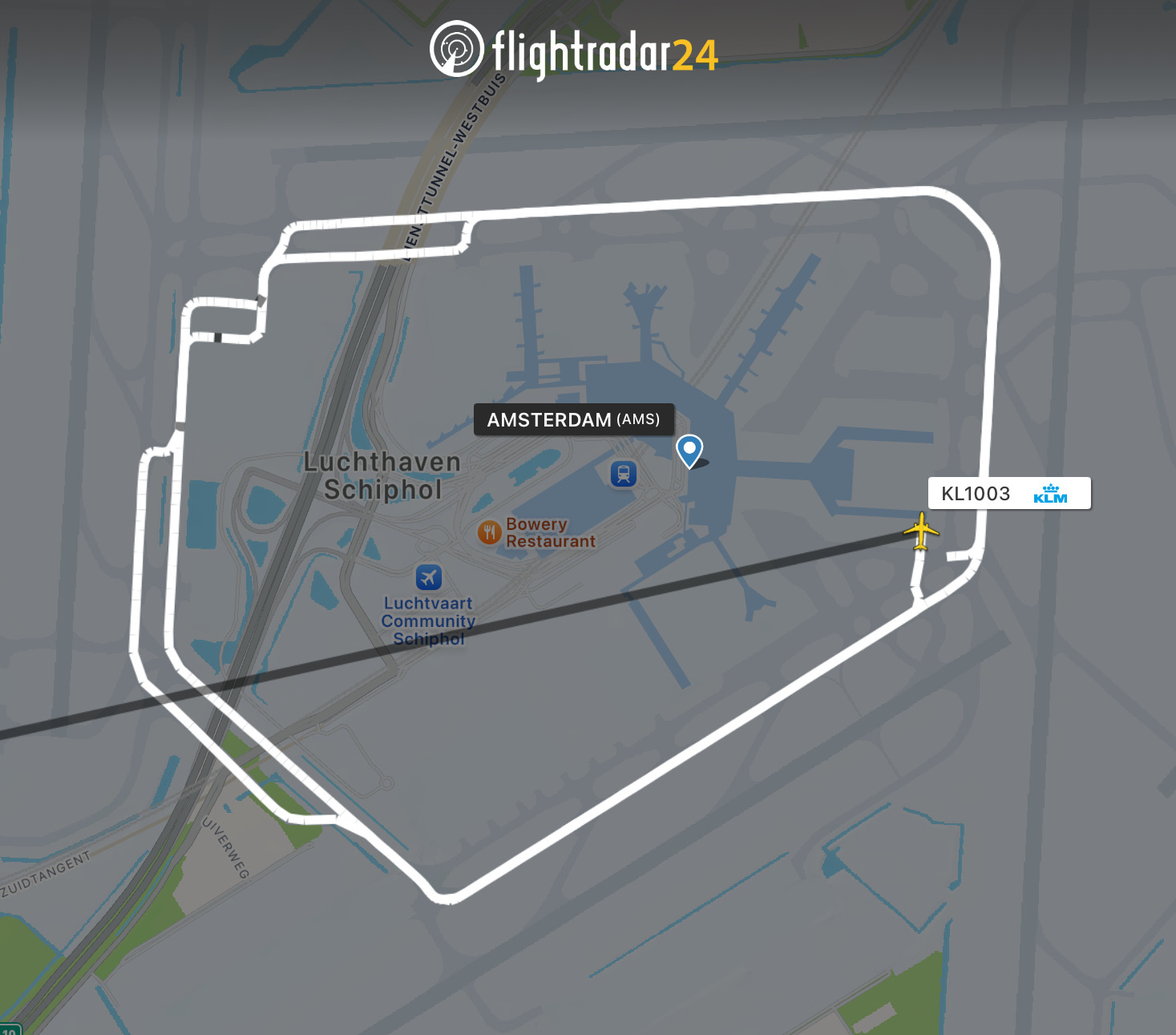 KL1003 making an unwanted airfield tour at AMS after two deicing visits and returning to the gate