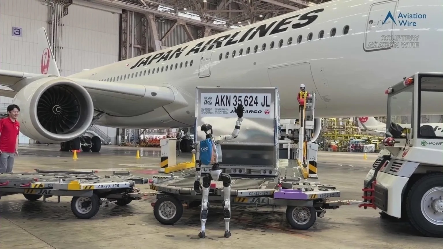 GMO’s Humanoid robot loading a cargo container in Tokyo