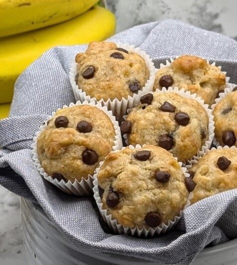 Banana Chocolate Chip Mini Muffins, Free of Top Allergens